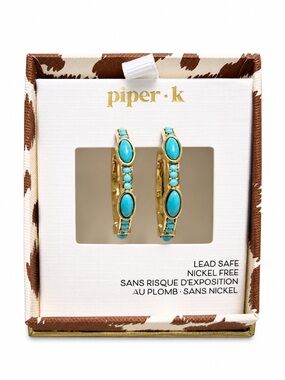 piper•k Gold Hoop Earrings with Turquoise Accents